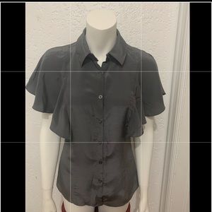 Jay Godfrey silk gray ruffle blouse